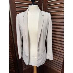 H&M Womens Open Front Tailored Blazer Light Beige Stone Size 2 Professional Work